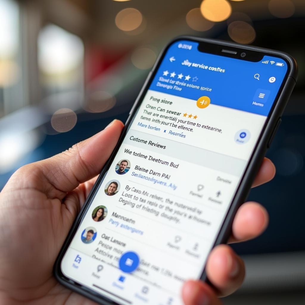Checking online reviews for a car service centre in Jigani