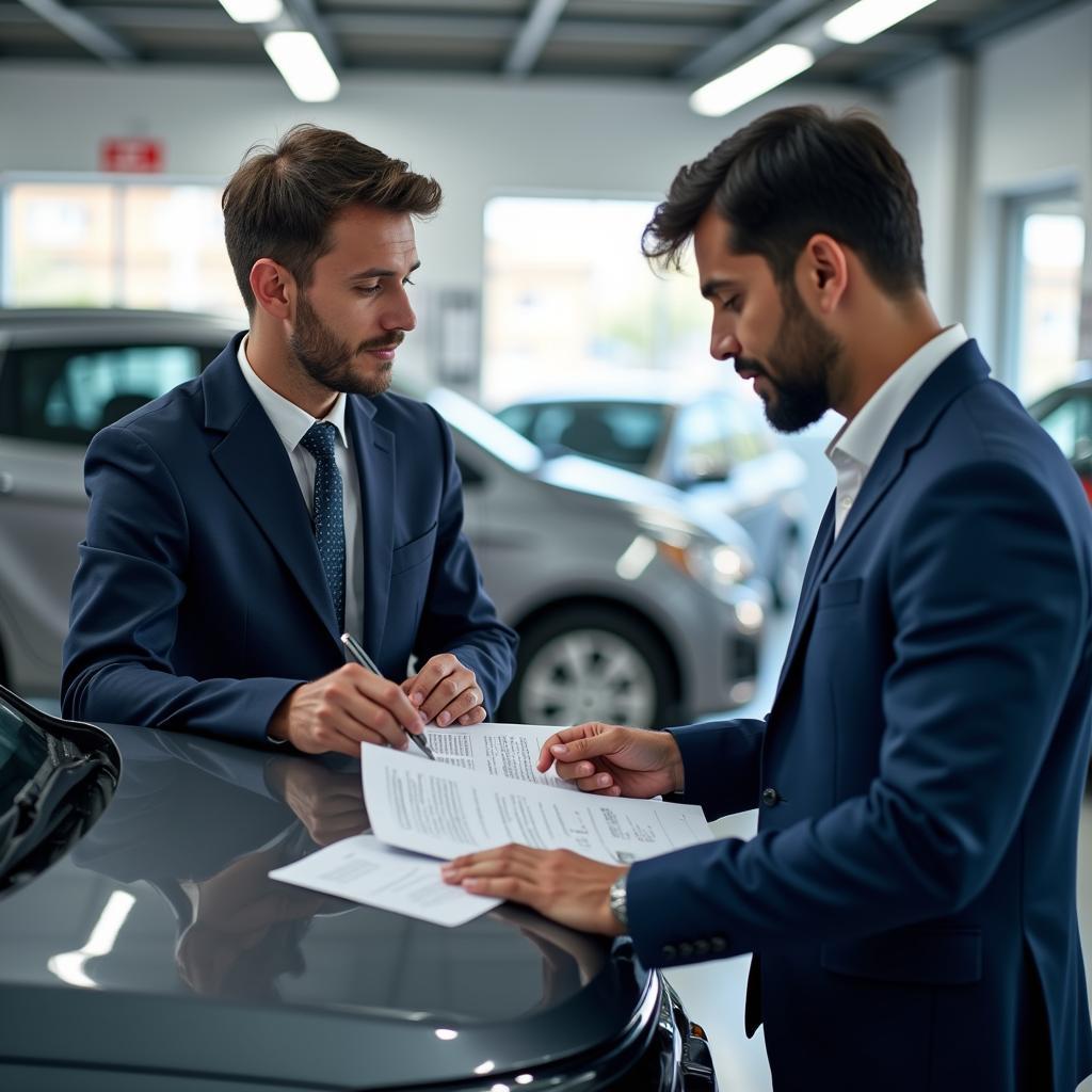 Customer Consultation at a Ramnagar Car Service Centre