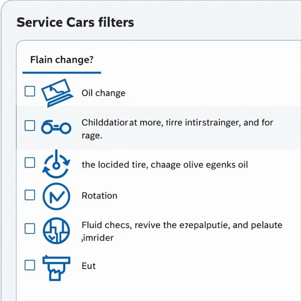 Car Service Checklist with Filters Highlighted