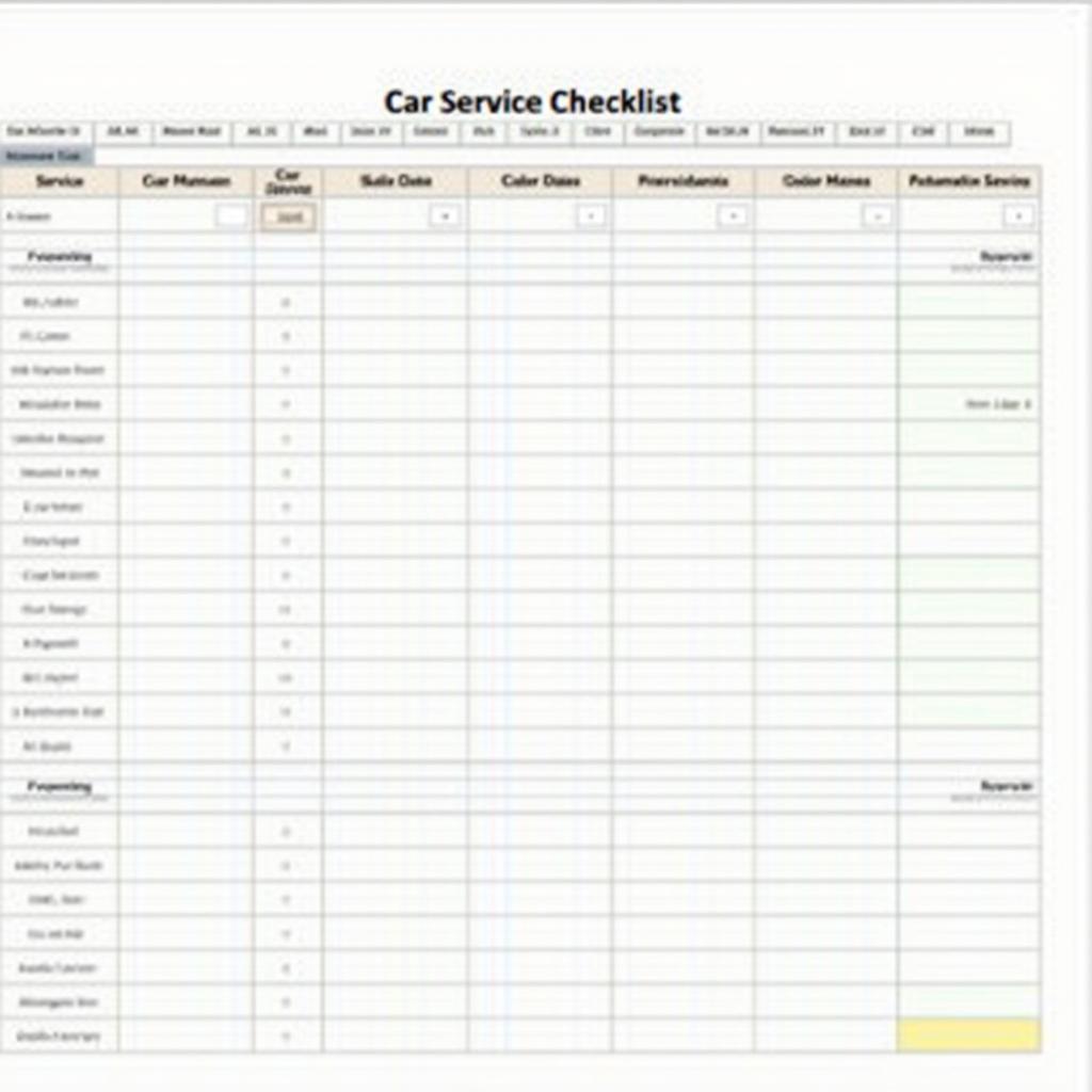 Car Service Checklist Excel Template