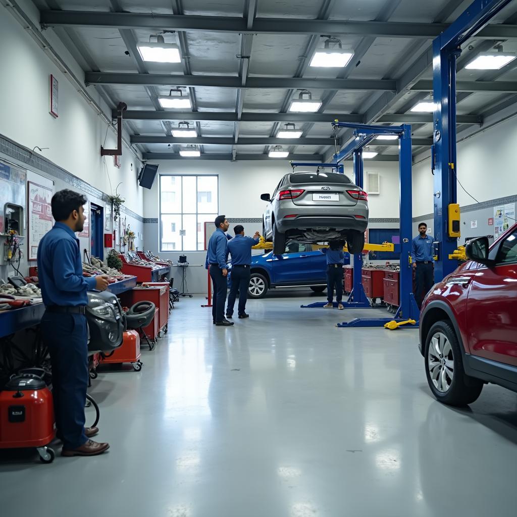 Modern car service centre interior in Jigani