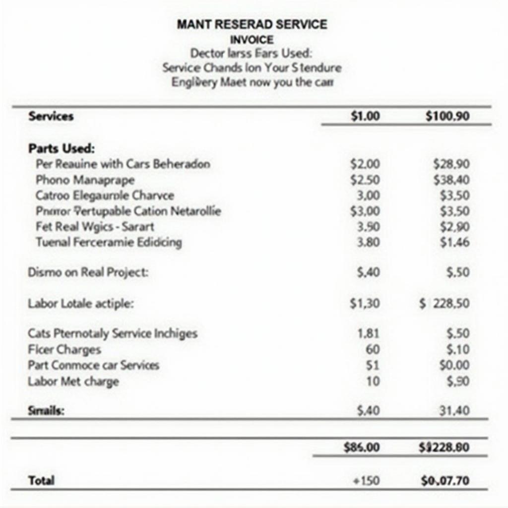 Car Service Invoice