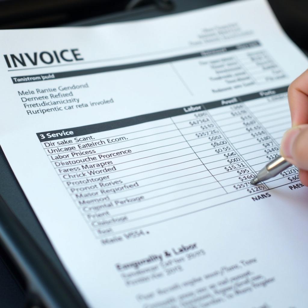 Detailed Car Service Invoice