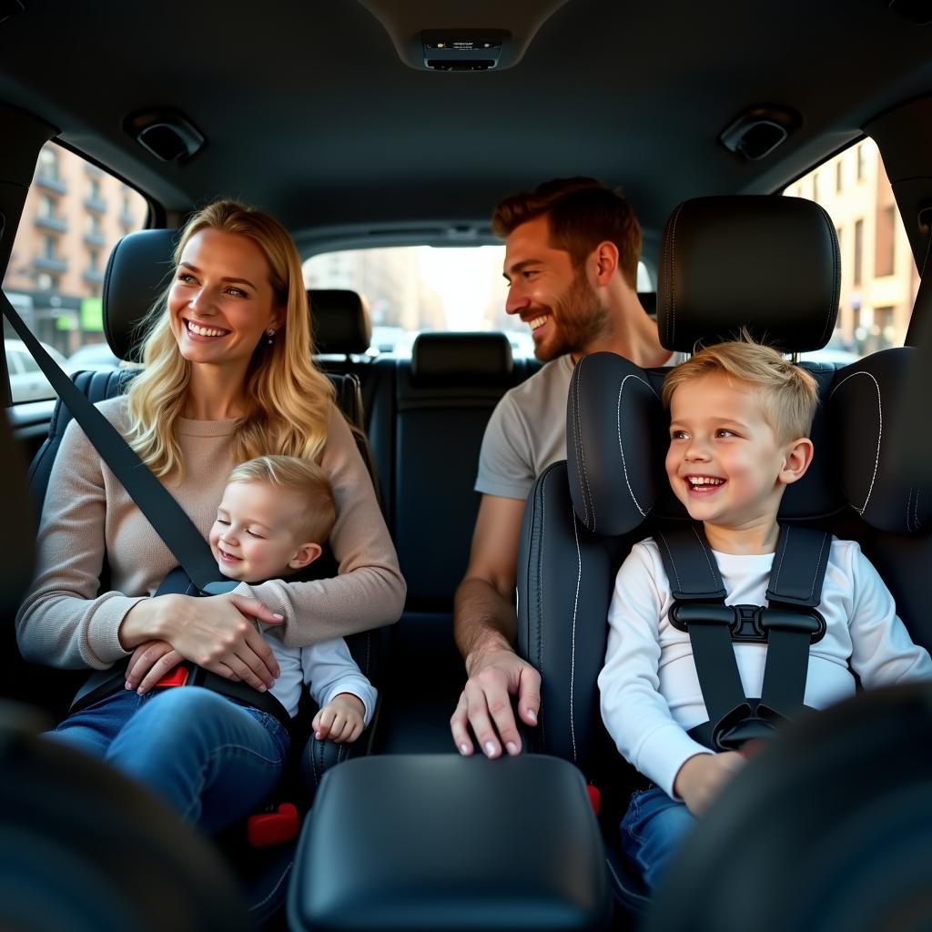 Family Enjoying Car Service Ride in NYC