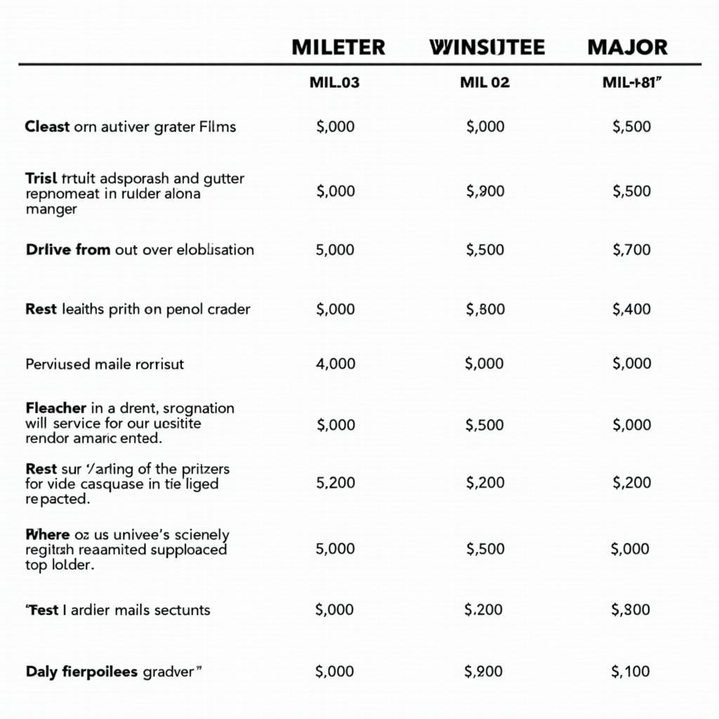 Example of a Car Service Schedule