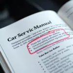 Open car owner's manual with service schedule highlighted