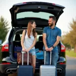 Couple Embarking on a Scenic Road Trip with Car Tour Service