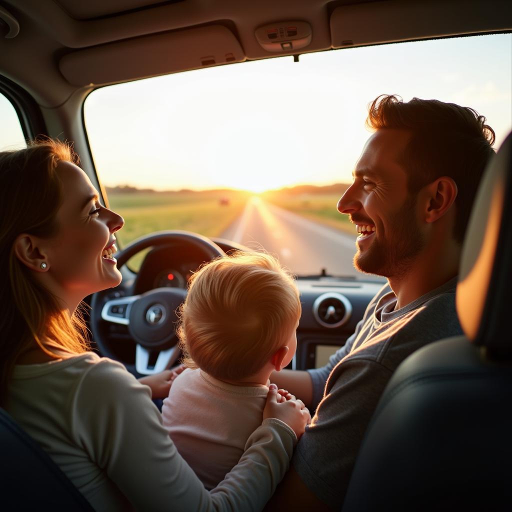 Family Enjoying a Scenic Drive During Their Car Tour Adventure