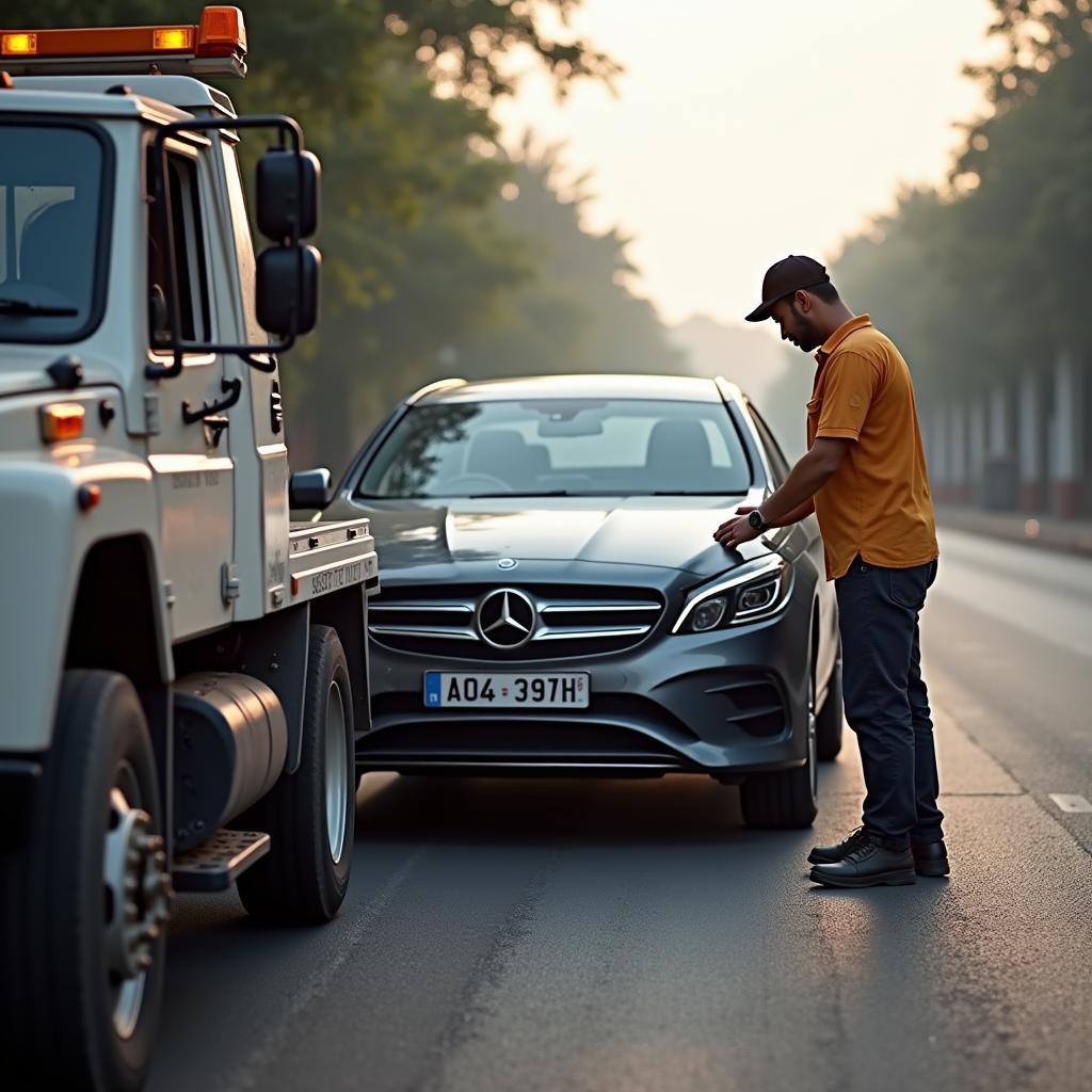 Tow Truck Driver Assisting Driver in Kandivali