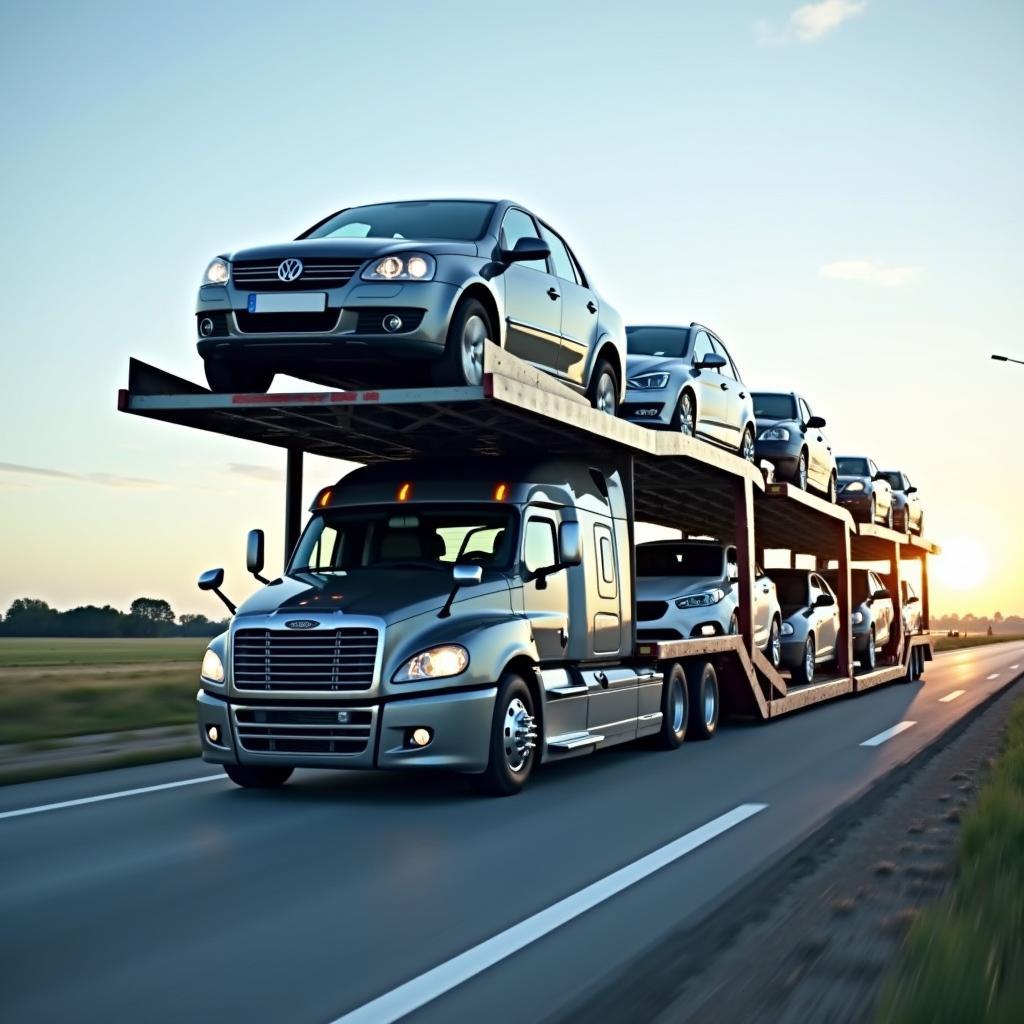 Car Transport Truck on the Highway