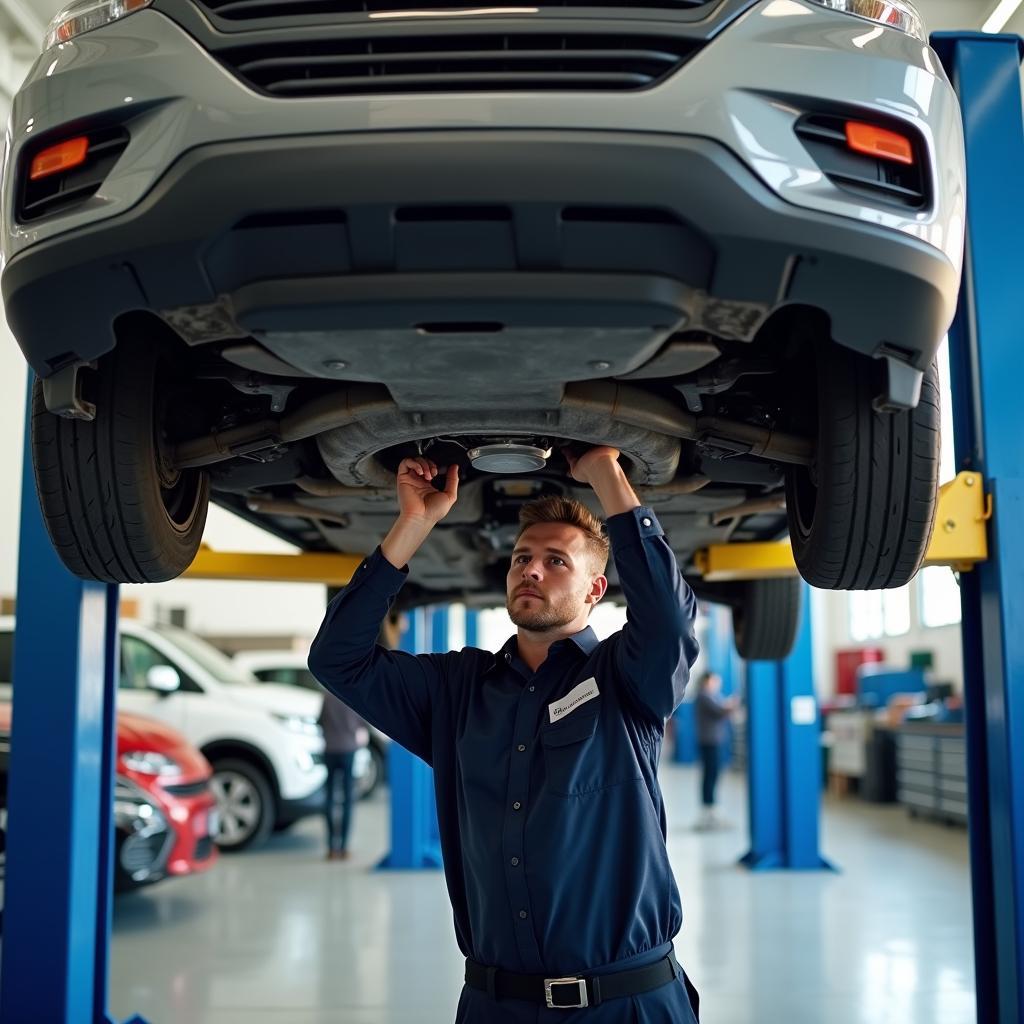 Car Undergoing Basic Service Check