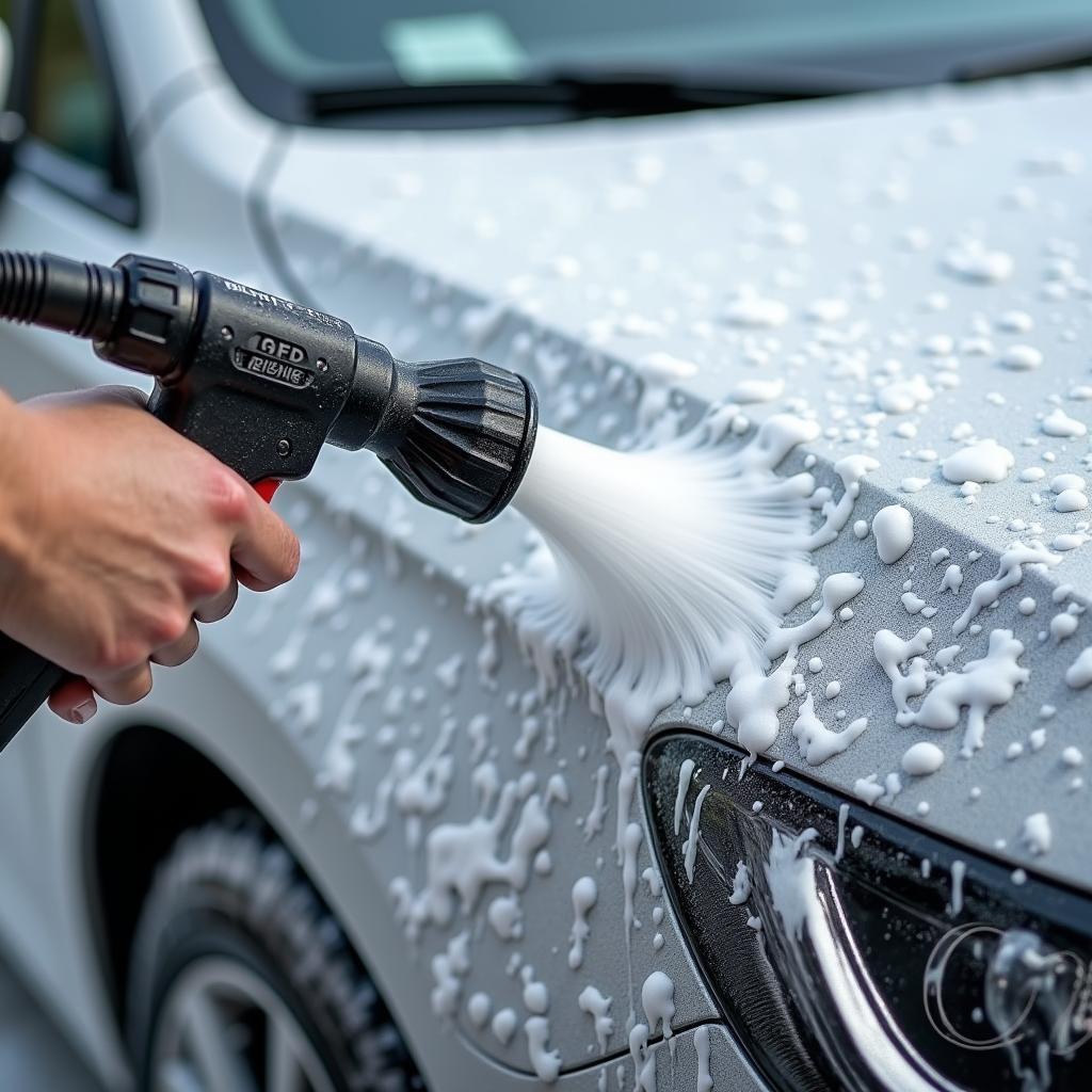 Applying Car Wash Foam