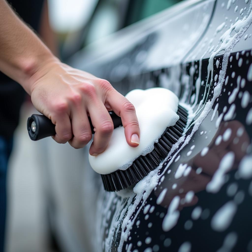 Using a Foam Brush at a Car Wash in Cork