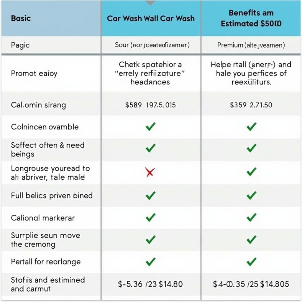 Car Wash Service Packages Comparison