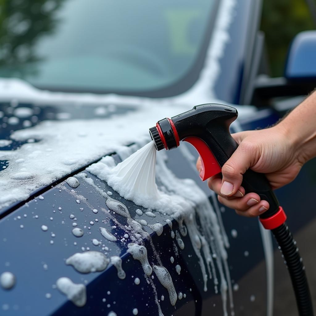 Using a car wash spray wand