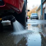 Undercarriage cleaner at a self-service car wash