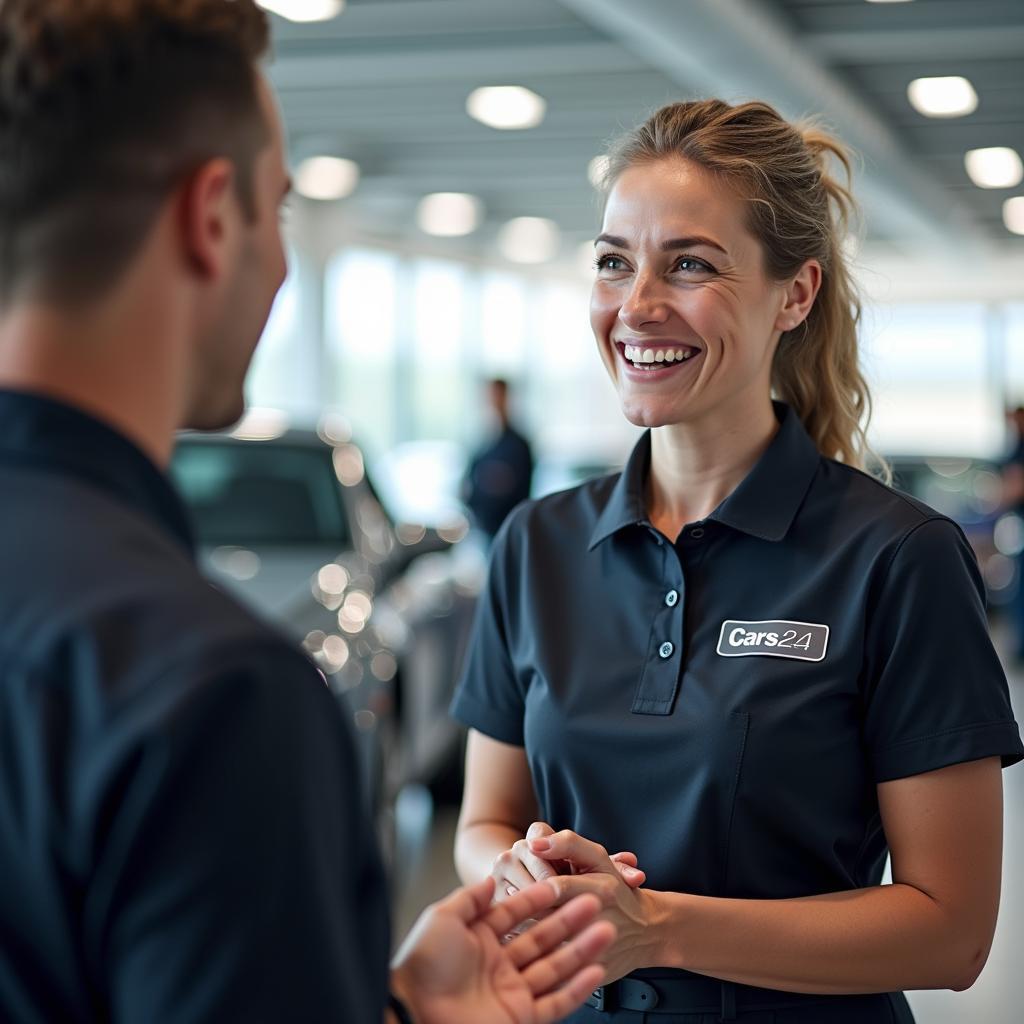 Cars24 Customer Representative Assisting a Customer