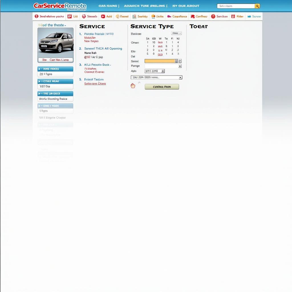 CarServiceRemote Website Service Booking Page