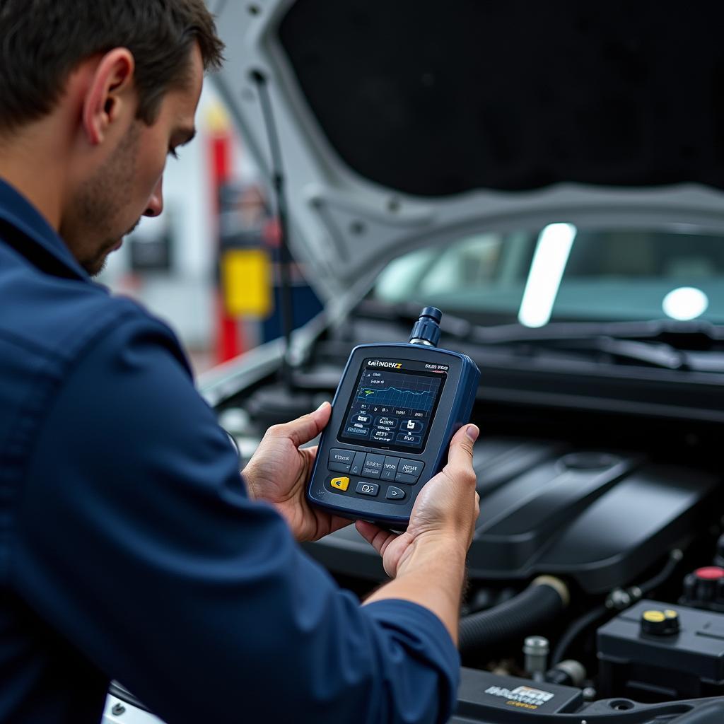 Technician Performing Engine Diagnostics in Carworkz Mumbai