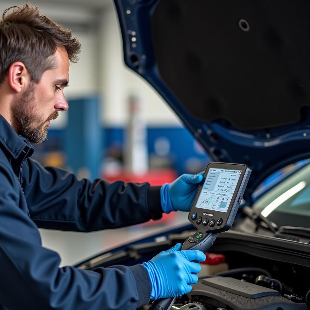 Certified Honda Technician Performing Engine Diagnostics