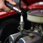 Changing spark plugs in a classic car