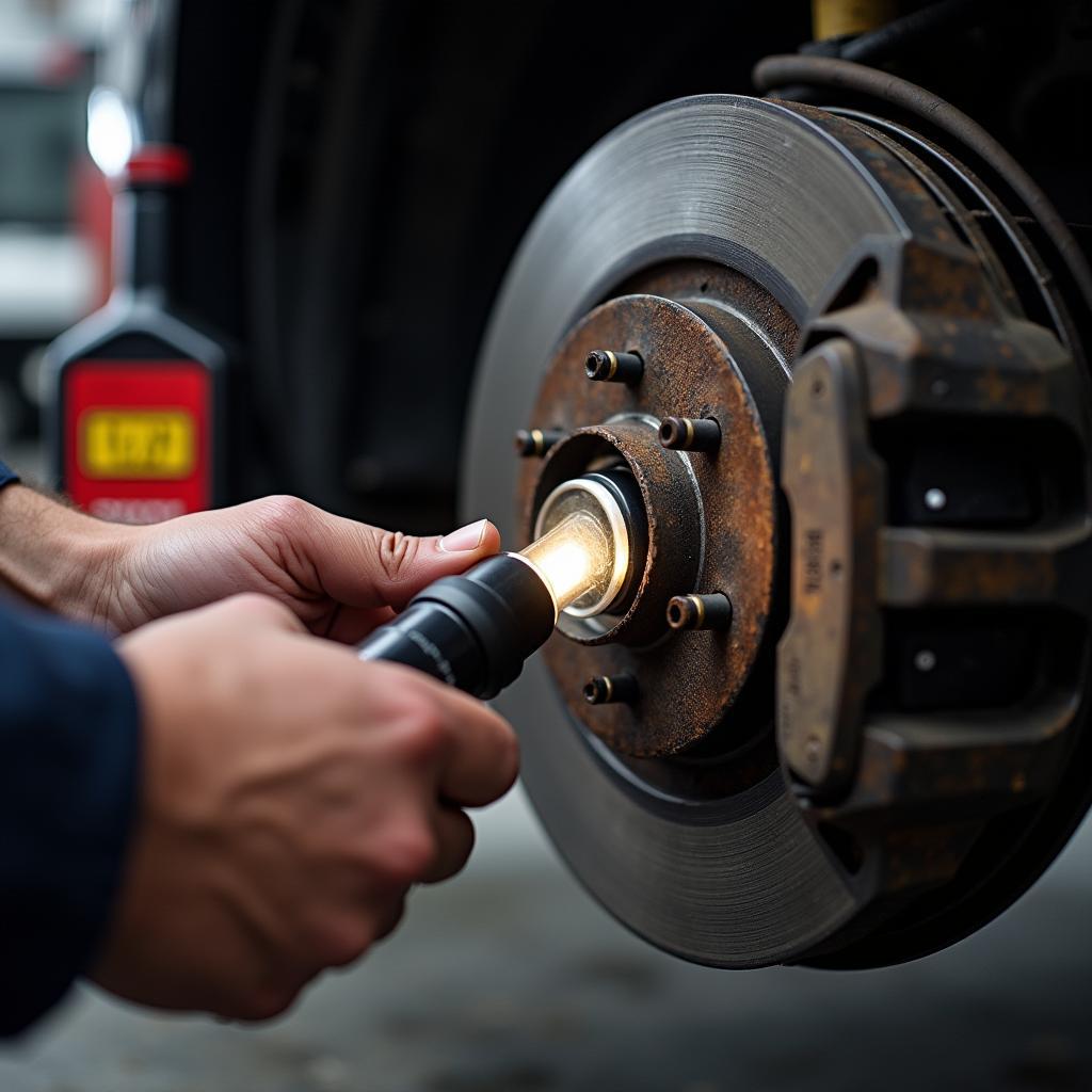 Inspecting Brake Pads and Fluid Levels During Car Service