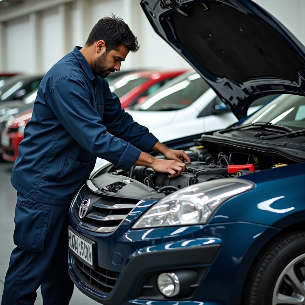 Chennai 24/7 Car Service: Mechanic Working on Car Engine