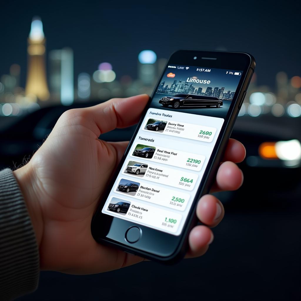 Cloud Limousine Booking App on Smartphone