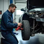 Mechanic conducting a comprehensive car inspection