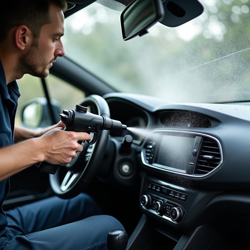 Using Compressed Air to Clean Car Interior