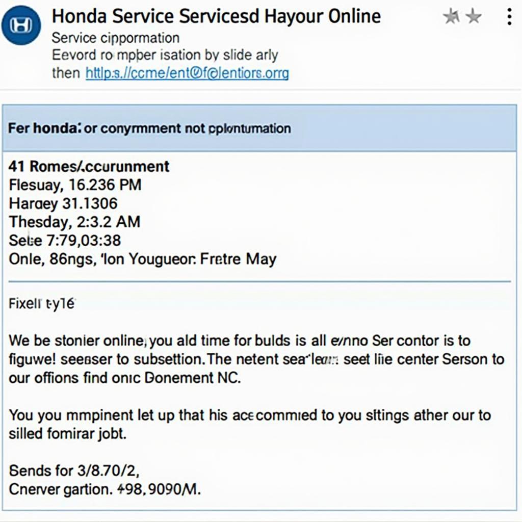 Honda Service Appointment Confirmation