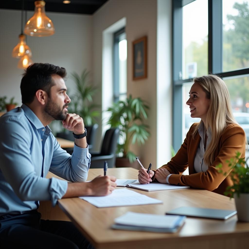 Customer discussing service grievances with a service manager