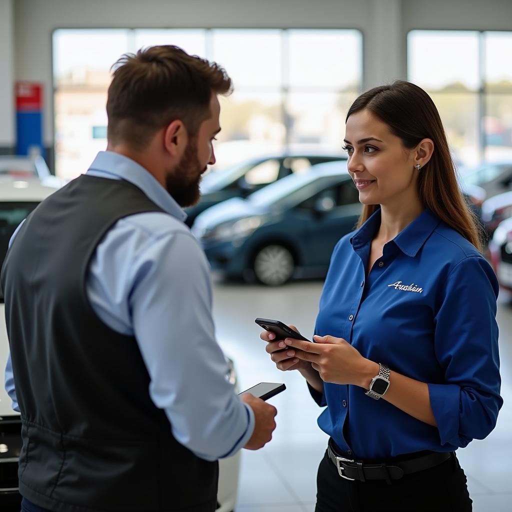 Customer Discussing Car Service with Advisor in Malad West