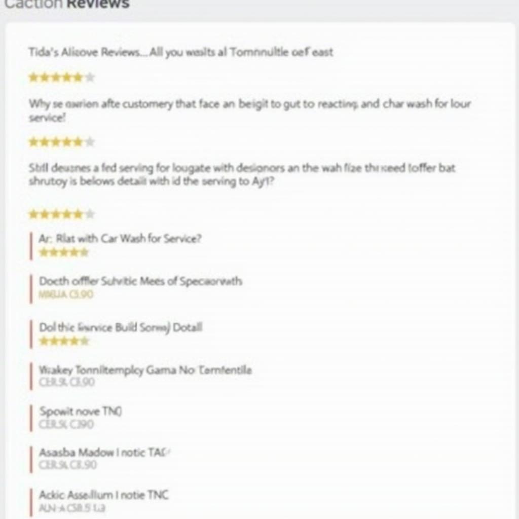 Customer reviews on a car wash services website