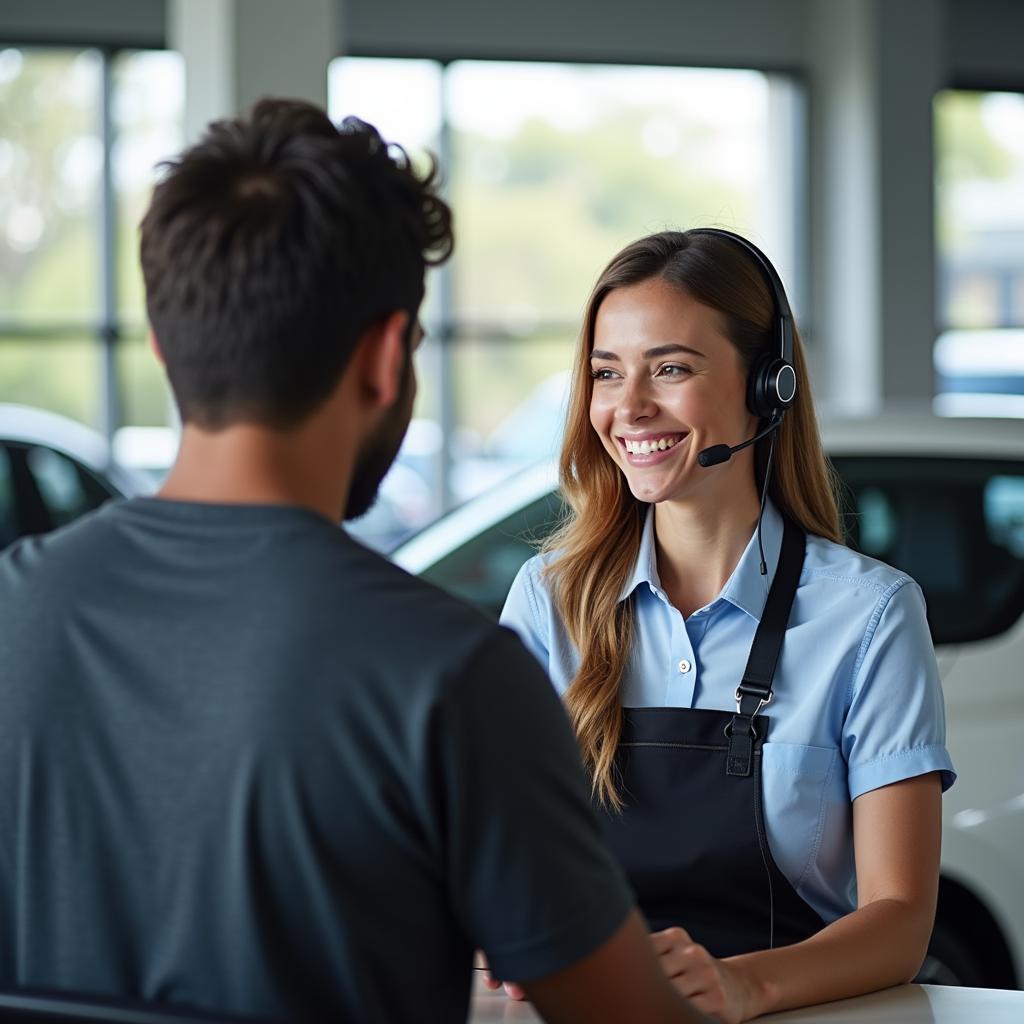 Customer service at car service center