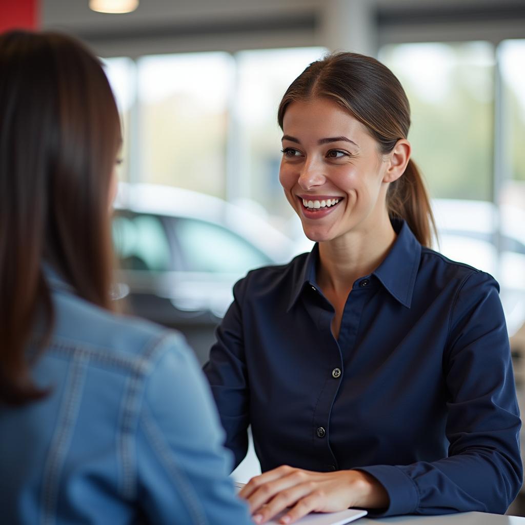 Friendly customer service representative at a Honda dealership