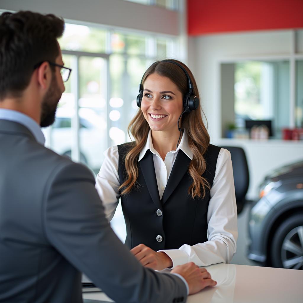 Customer Service Representative Assisting a Customer