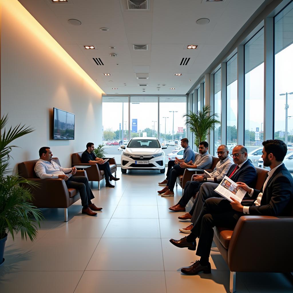 Comfortable customer waiting area at Balaji Honda Urapakkam