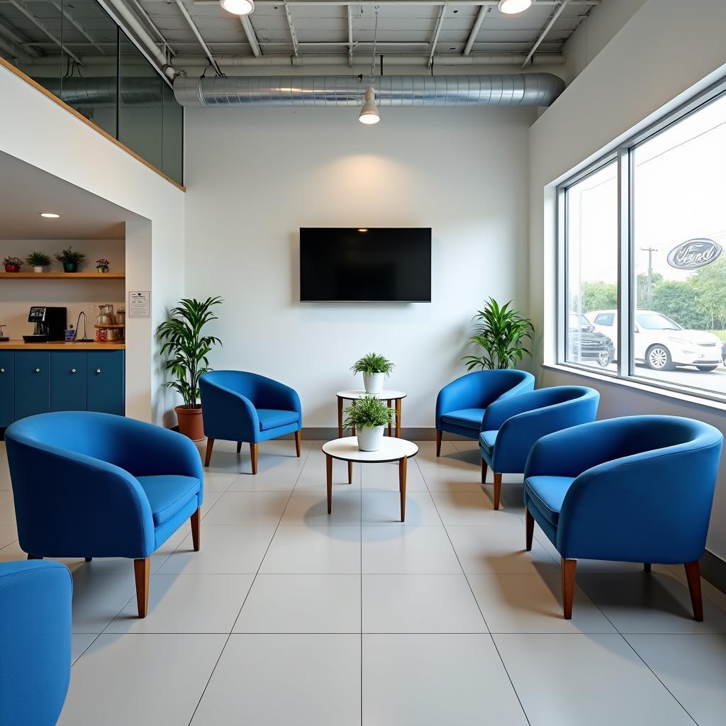 Customer waiting area in a Ford service center