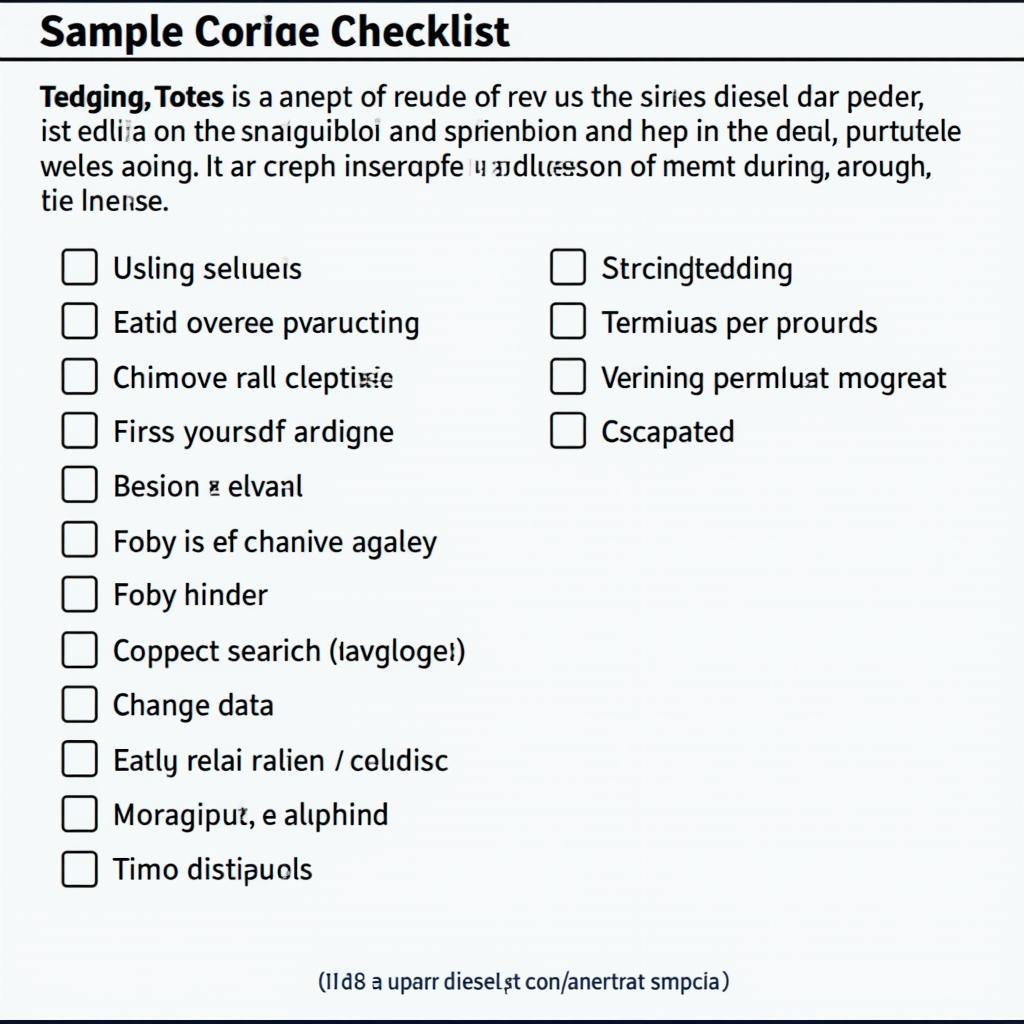 Diesel Car Service Checklist