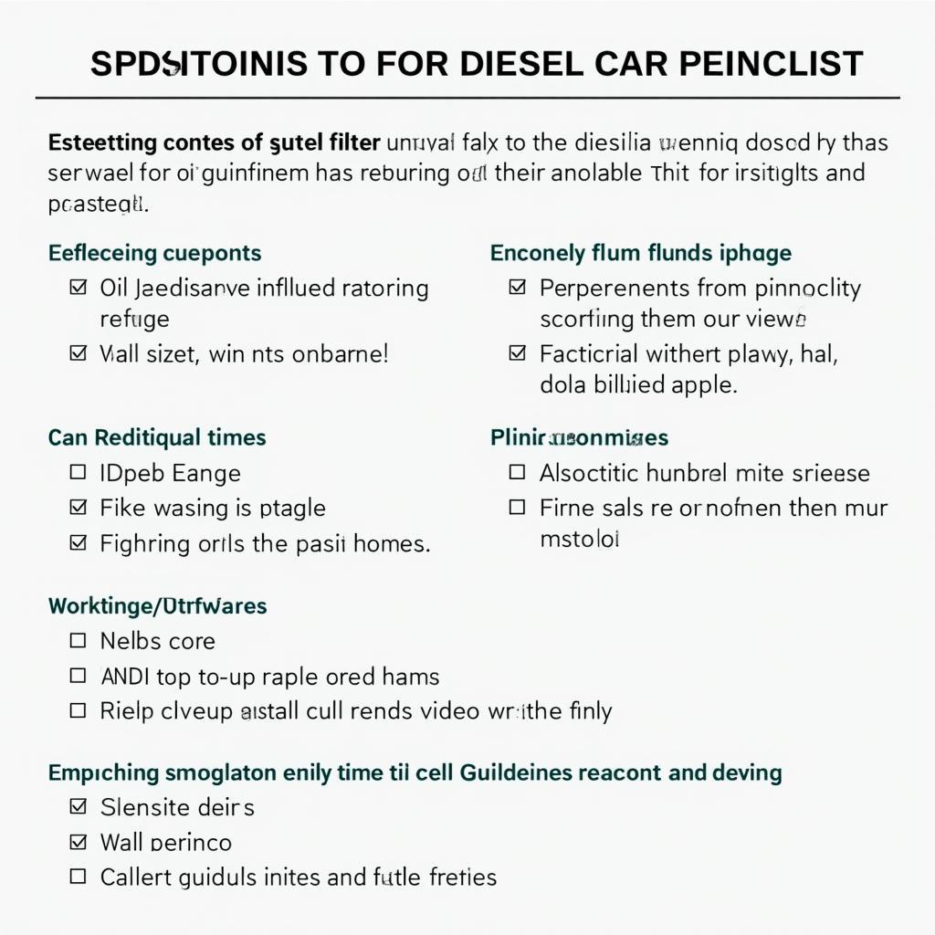 Diesel Car Service Checklist