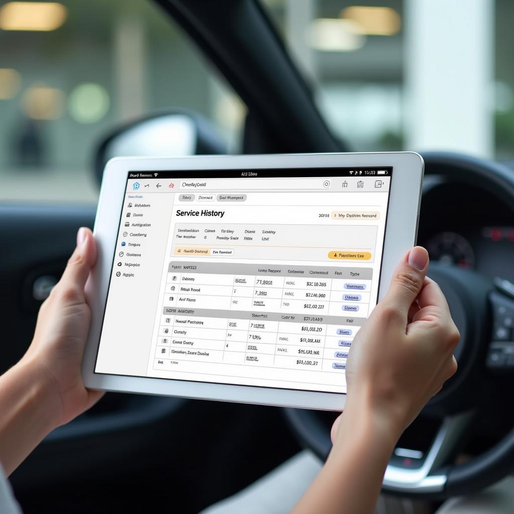 Digital Car Service History on a Tablet