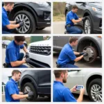 Various car repair services being performed at a customer's location - Doorstep Car Repair Services