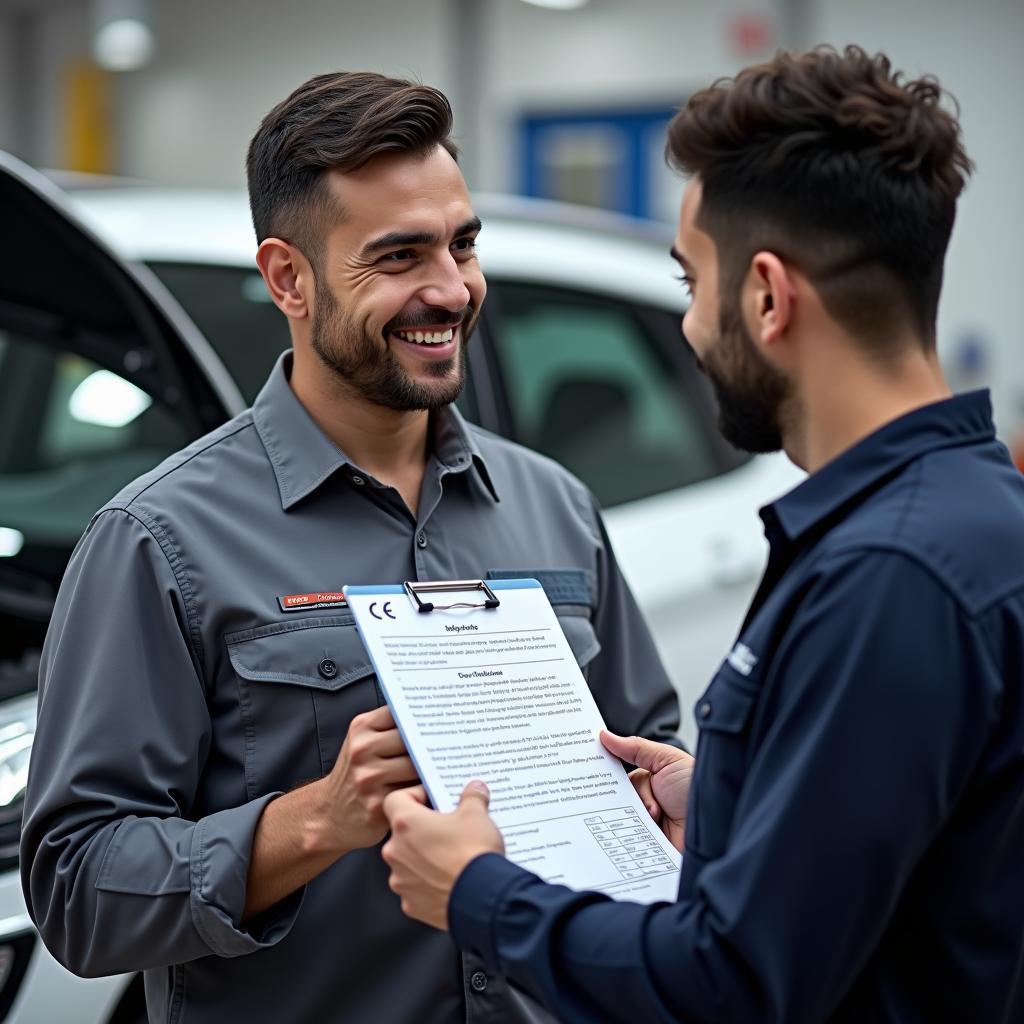 Dubai Car Mechanic Explaining Inspection Report