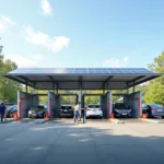 Eco-Friendly Car Wash with Solar Panels