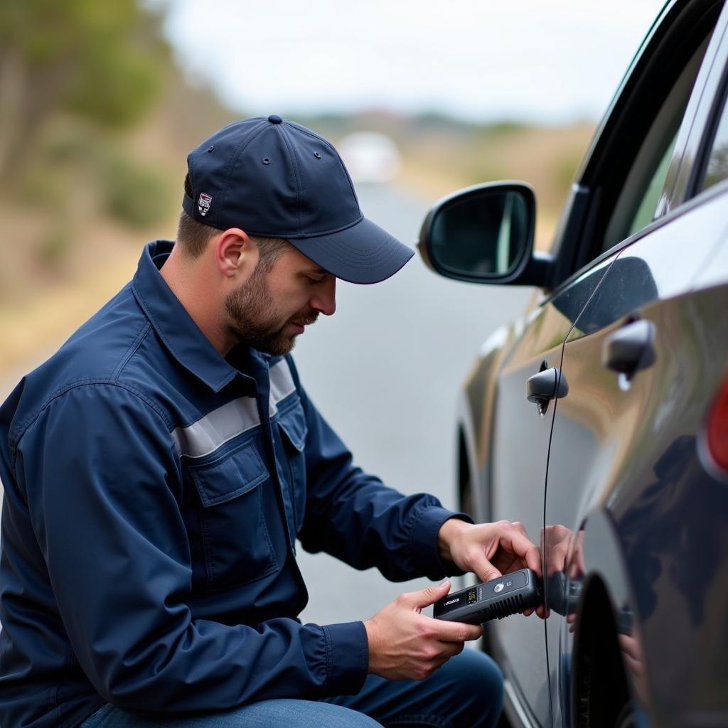 Mechanic Providing Roadside Assistance in Edgecliff