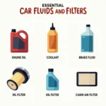 Essential fluids and filters for car service