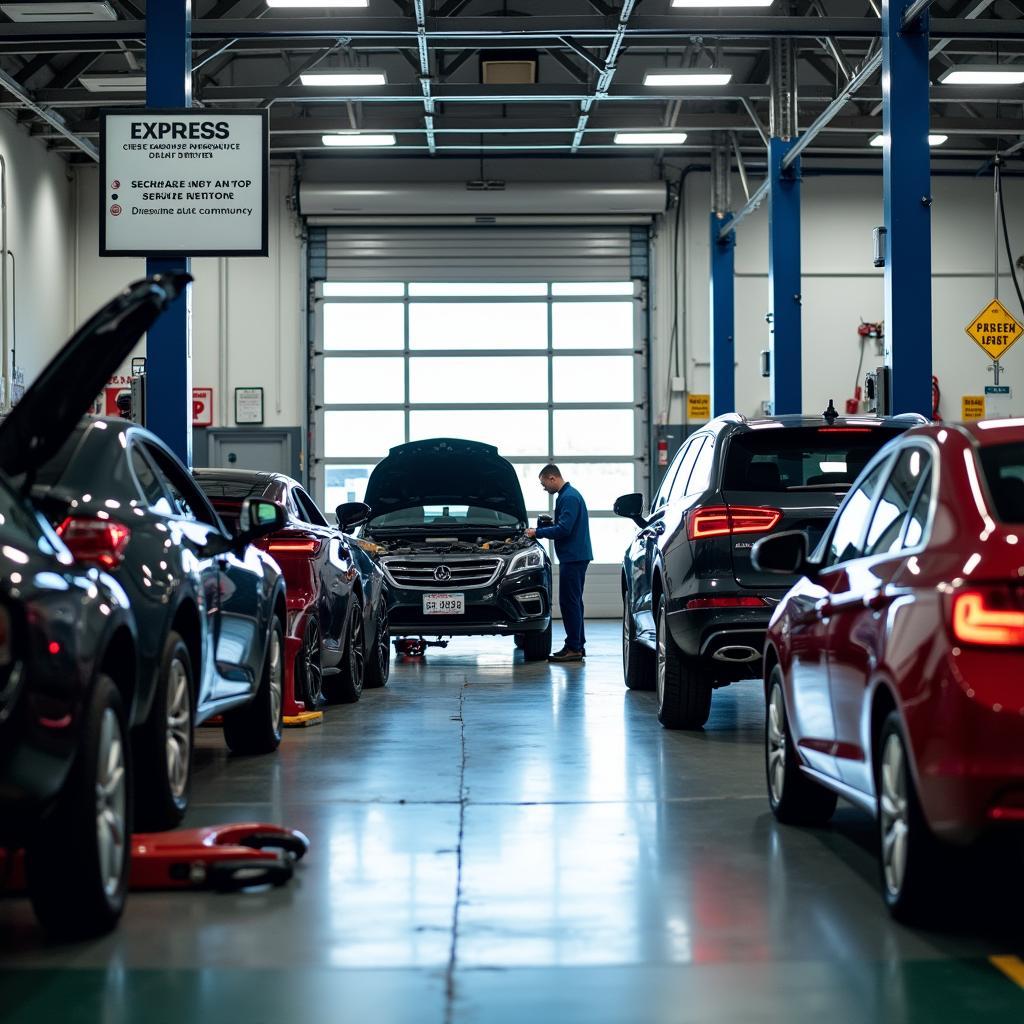 Modern auto repair garage offering express car service