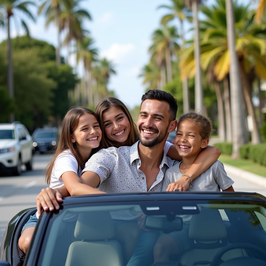 A family enjoying a car service ride in Fort Lauderdale