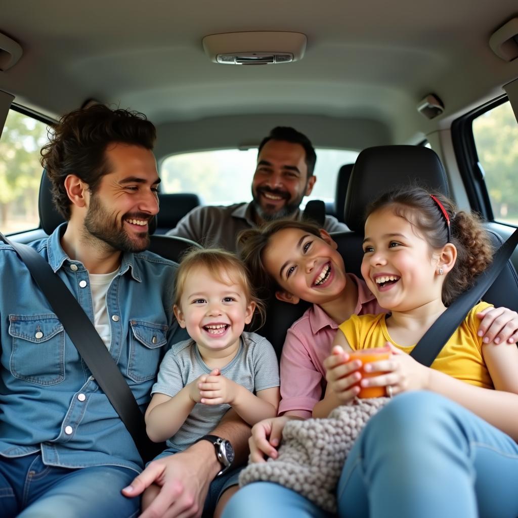 Family Traveling in a Rental Car in Haridwar